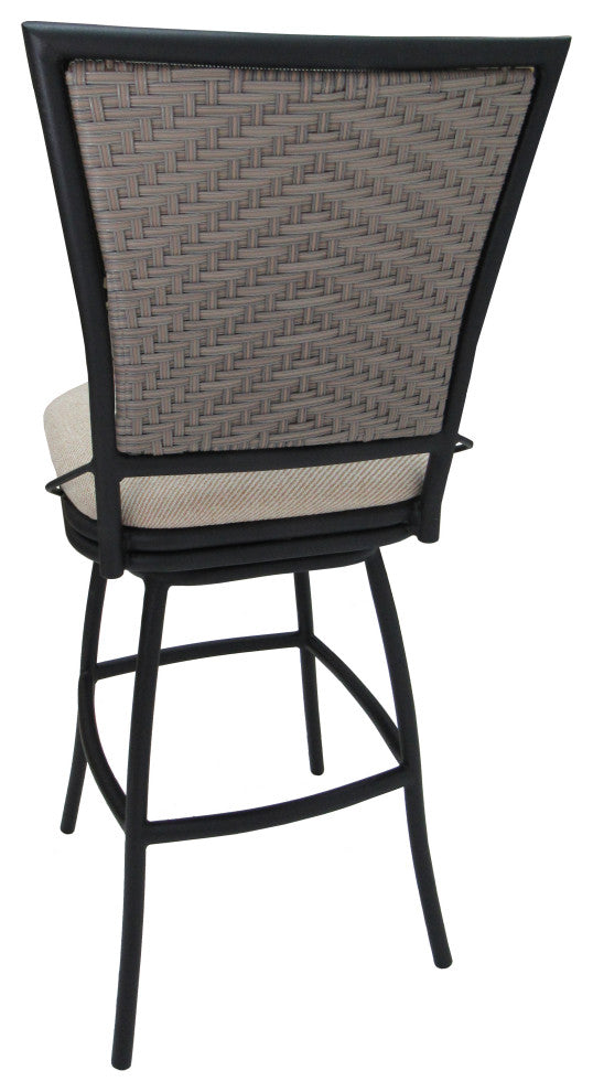 Outdoor Patio Armless Bar Stool 30" Erin Black, Gray Back, Valley Linen