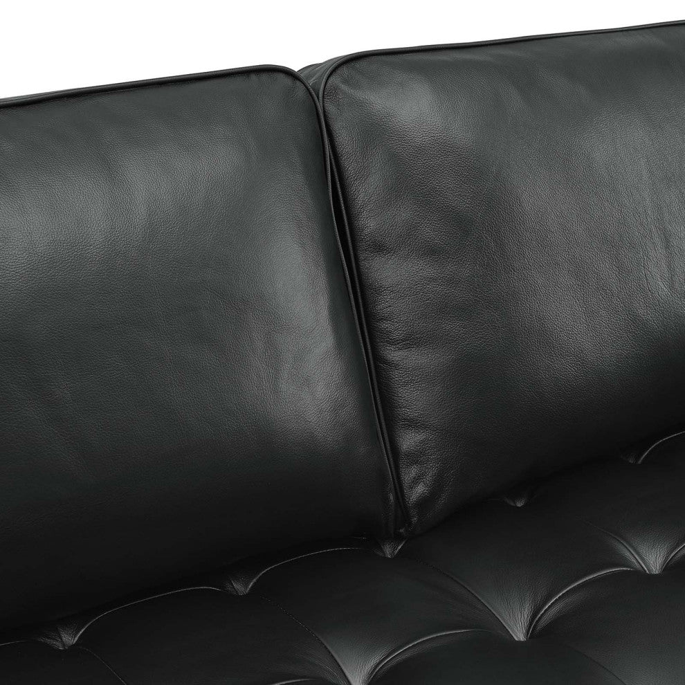 Valour 98" Leather Sectional Sofa, Black