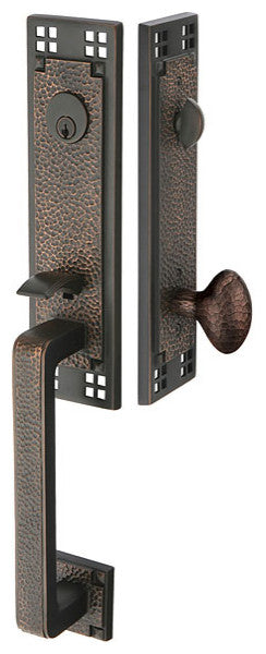 Emtek Arts and Crafts Entry Set With Right Handed Lever Oil Rubbed Bronze
