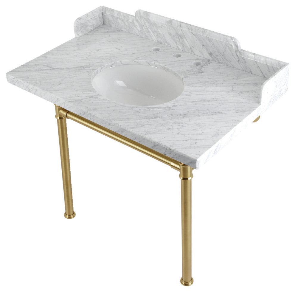 Kingston Brass LMS3622M87ST 36" Carrara Marble Console Sink, Legs