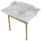 Kingston Brass LMS3622M87ST 36" Carrara Marble Console Sink, Legs