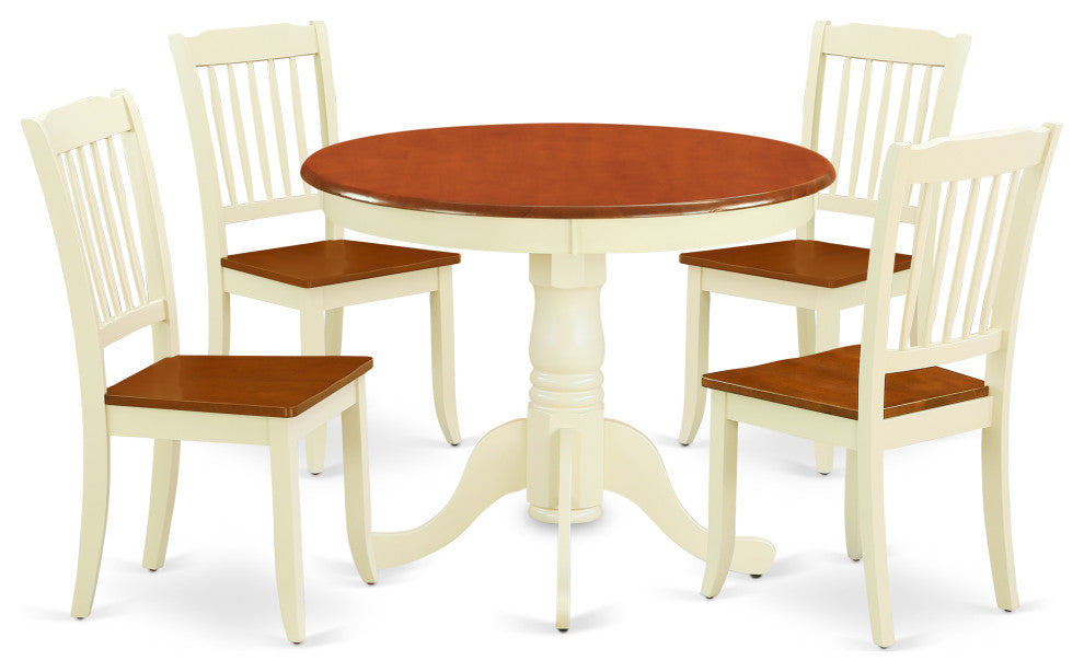 5-Piece Round 36" Table and 4 Vertical Slatted Chairs