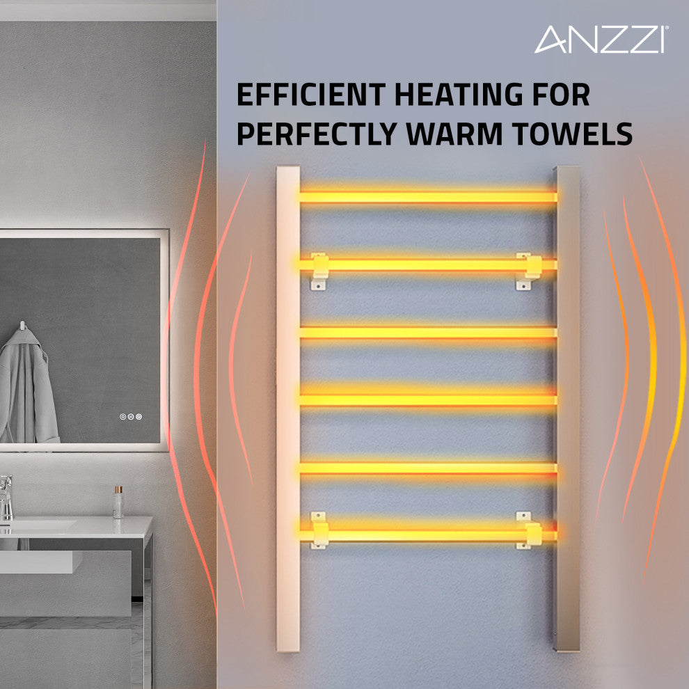 ANZZI Naples 6-Bar Aluminum Wall Mounted/Free Standing Electric Towel Warmer