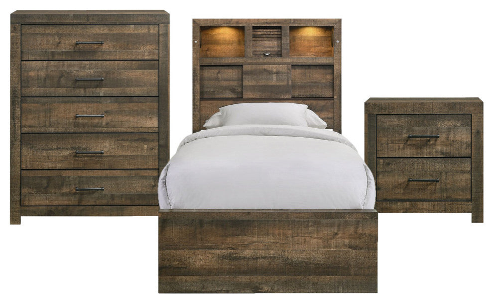 Picket House Beckett Twin Bookcase Panel 3-Piece Bedroom Set With Bluetooth