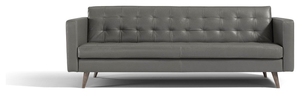 Herald Modern Sofa, Genuine Leather, Gray