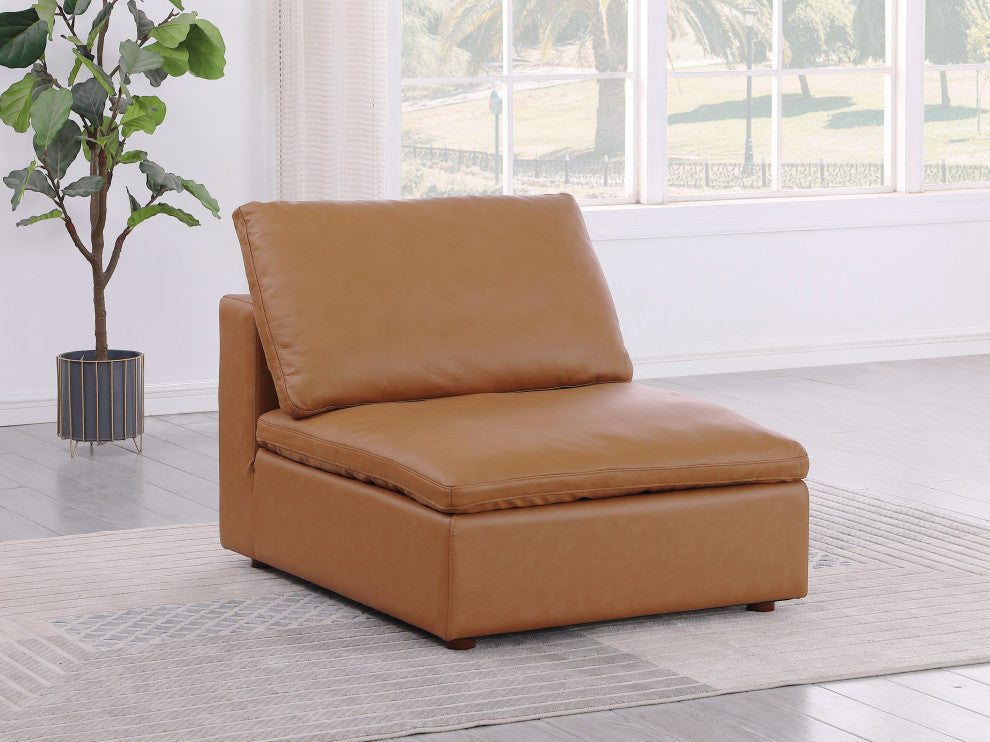 Dante Armless Chair Upholstered, Top Grain Italian Leather