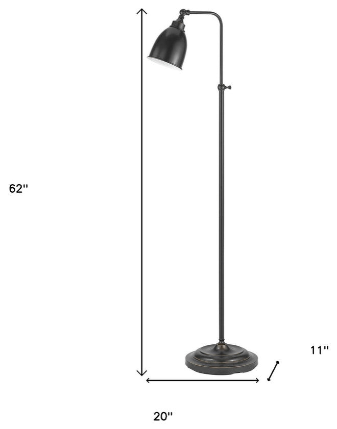 Darkened Bronze Adjustable Height Floor Lamp With Metal Dome Shade
