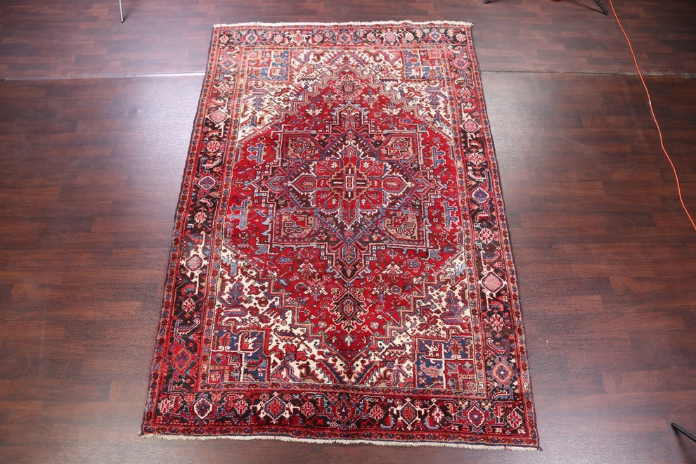 Consigned, Hand Made Persian Traditional Oriental Vintage Area Rug, Red, 8'x11'