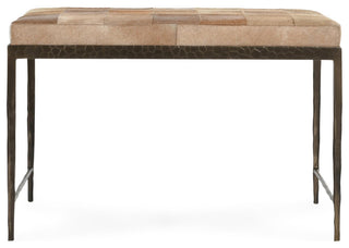 Achen Leather Hide Ottoman Bench by Kosas Home , Blonde, 28"