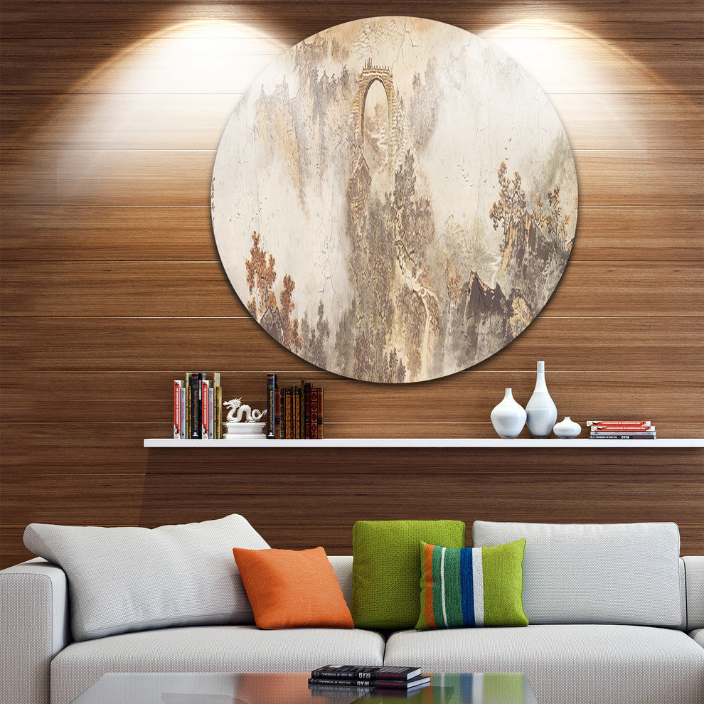 Nature In Vintage Style, Landscape Photo Round Wall Art, 23"