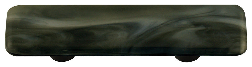 Art Glass Rectangle Swirl Pull, Alum Post, Charcoal Swirl