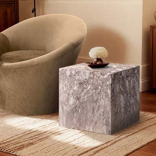Piazza Finished Concrete Indoor/Outdoor End / Side Table, Brown