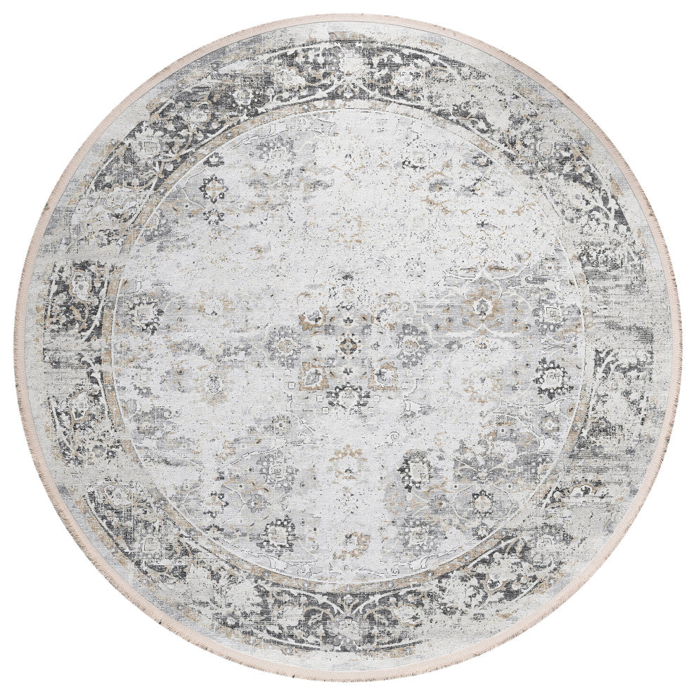Indoor/Outdoor Marbella MB2 Linen Machine Washable 10' x 10' Round Rug