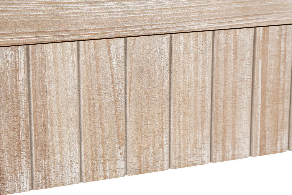 GDF Studio 59" Vintage Farmhouse Console Table With Drawers, Natural Wood Washed