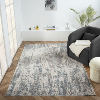 Brynn Gray/Blue Modern Abstract Indoor Area Rug, 2'6" x 8'