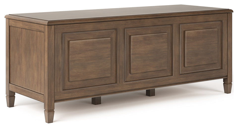 Connaught Solid Wood Entryway Storage Bench, Natural Aged Brown