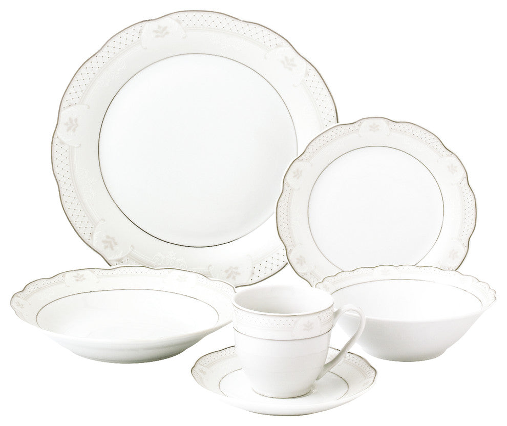 24 Piece Wavy Dinnerware-Porcelain-Srvice for 4-Atara