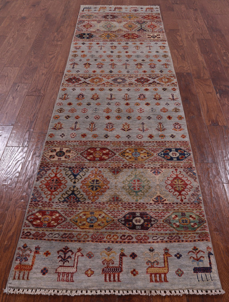 Runner Tribal Persian Gabbeh Hand Knotted Rug 2' 7" X 9' 8" Q5372