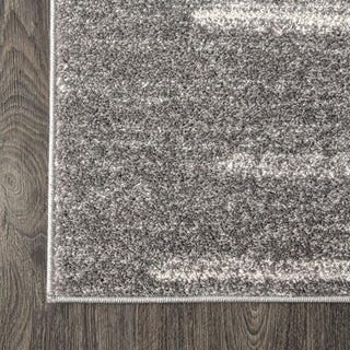 Aya Berber Stripe Geometric Area Rug, Gray/Cream, 2'x8'