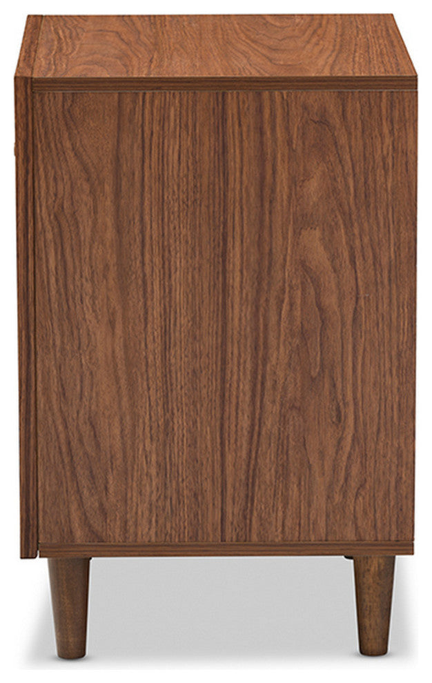 Urban Designs Harlow White and Walnut Wood 1-drawer and 1-door Nightstand