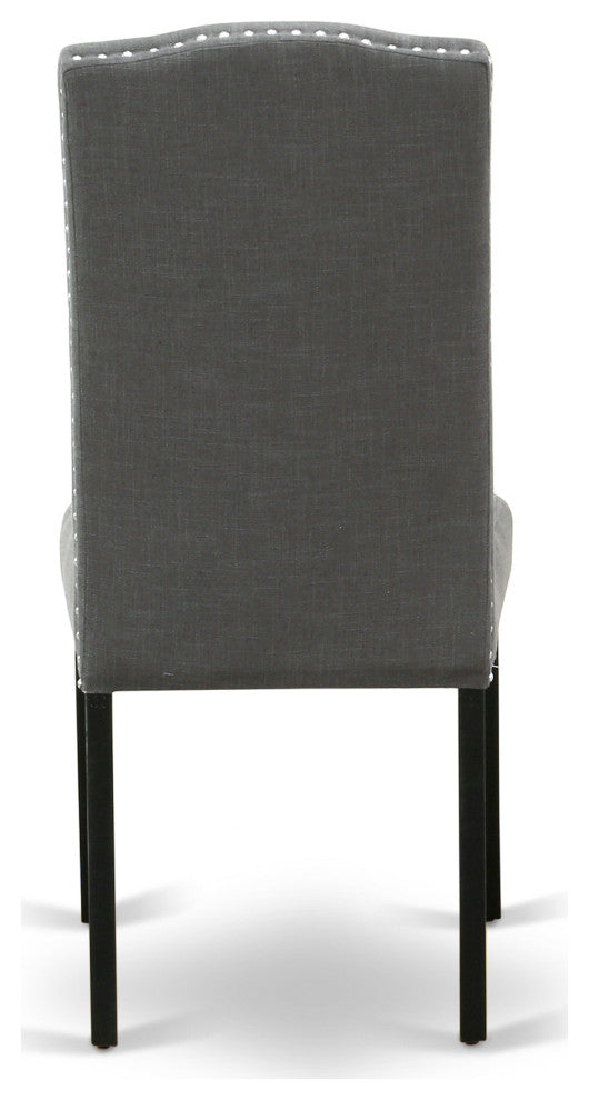 3Pc Round 42" Dinette Table, A Pair Of Parson Chair, Black Leg, Dark Gotham Grey