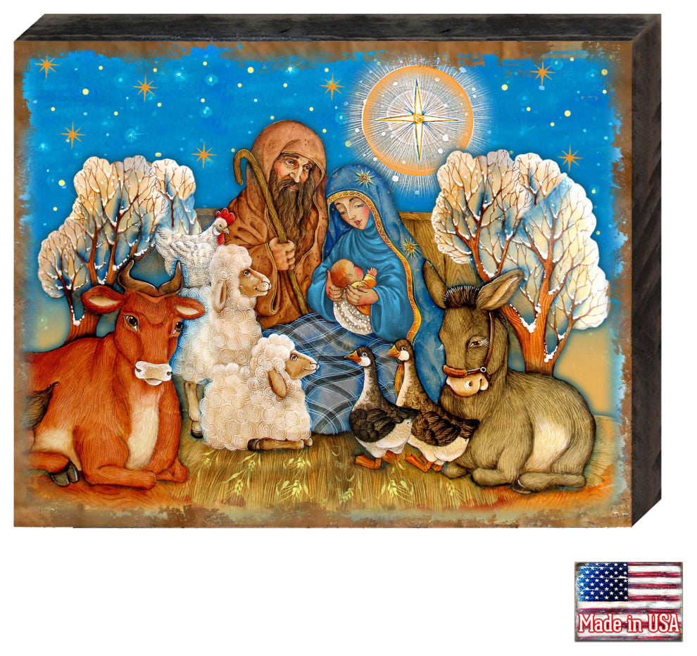 Nostalgic Nativity Wooden Wall Art, Medium 18x12