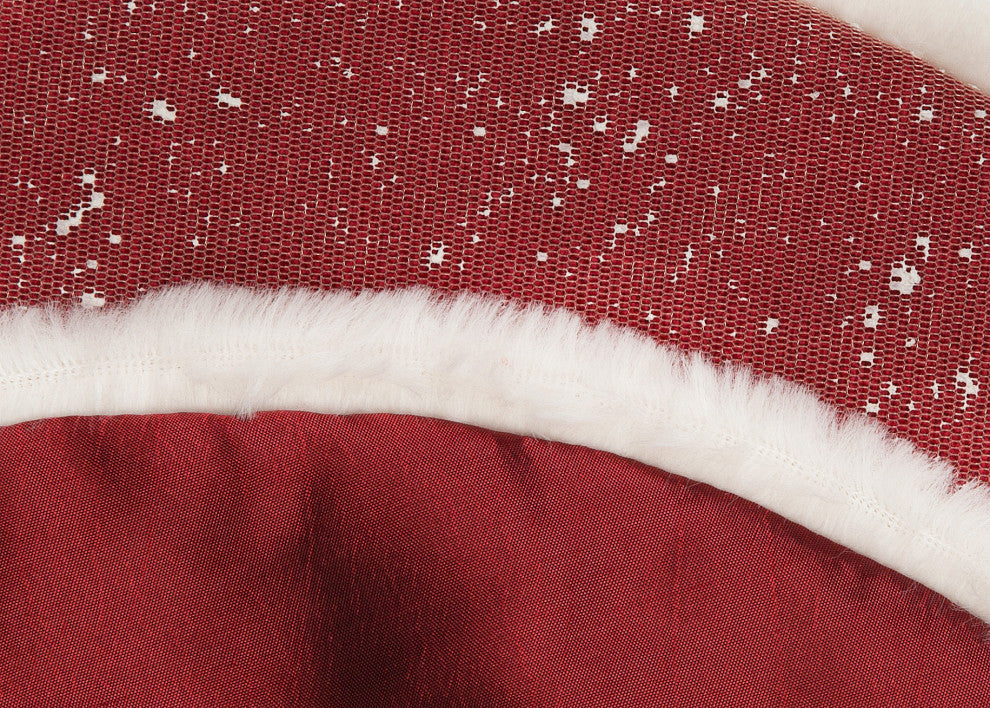 Snowing Christmas Treeskirt With Faux Fur Trim, 20"