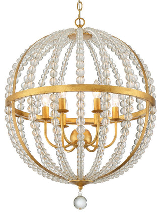 Crystorama Lighting Group ROX-A9006 Roxy 6 Light 22"W Pendant - Antique Gold