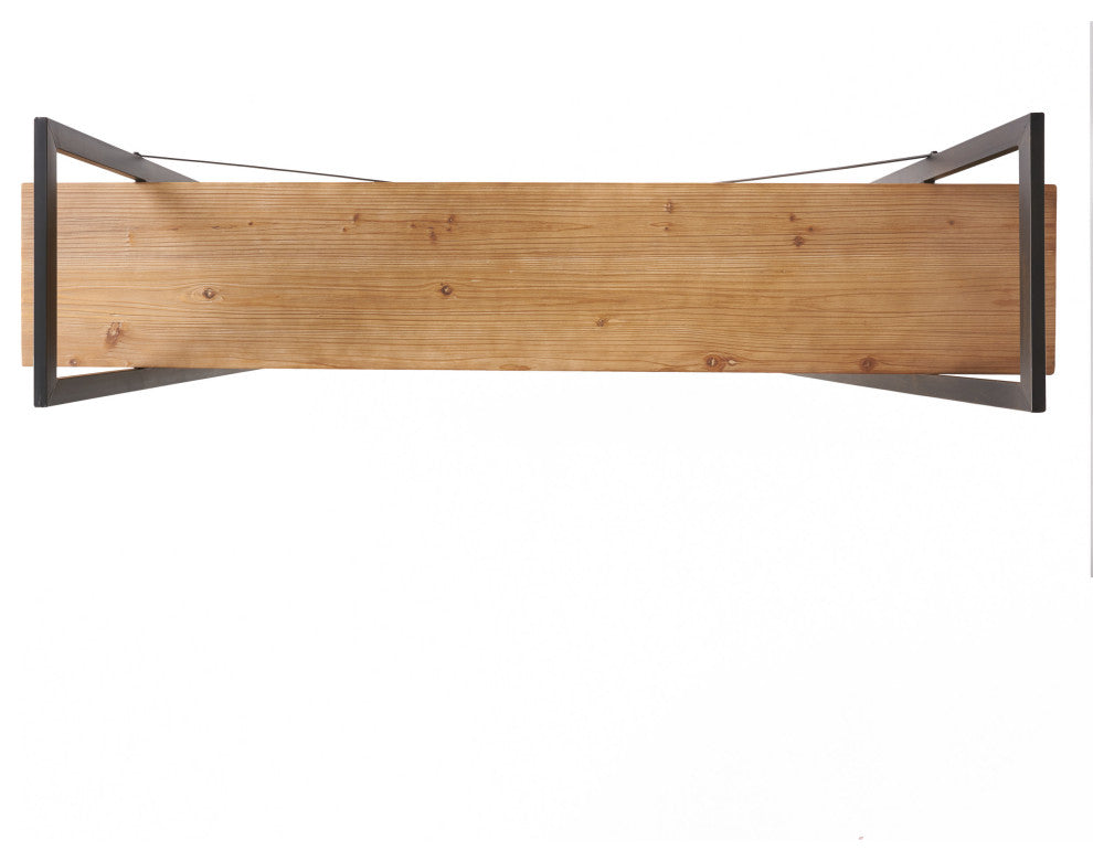 Elizabeth Industrial 4 Shelf Firwood Bookcase, Antique Natural, 17.00" Depth