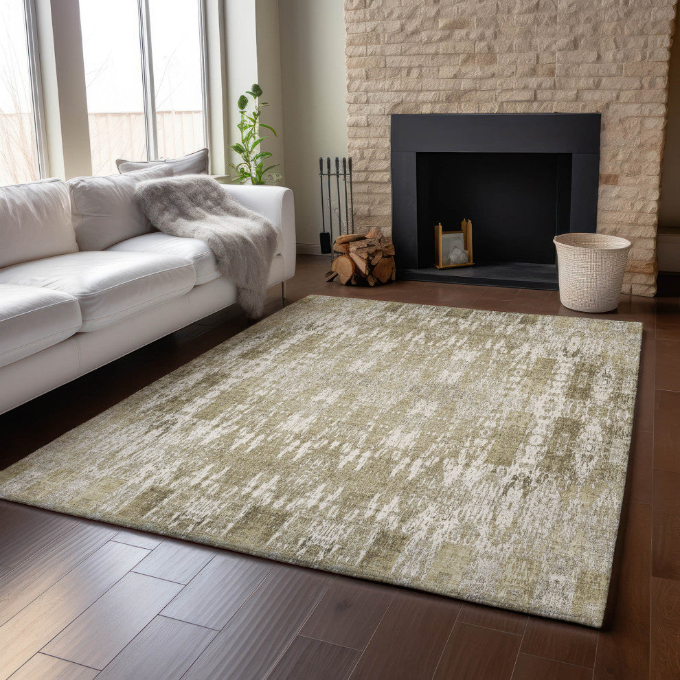 Premium Machine Washable Mayfield AMF580 Beige 3' x 5' Rug