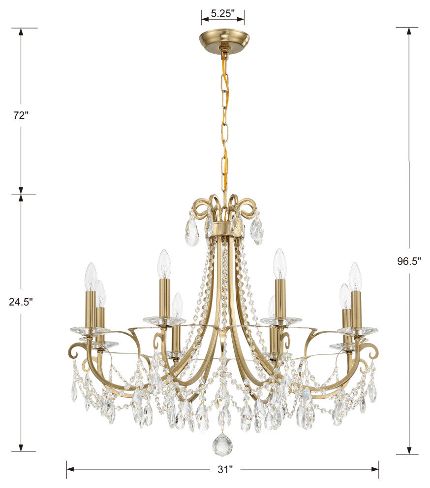 Crystorama 6828-VG-CL-MWP Othello 8-Light Vibrant Gold Chandelier