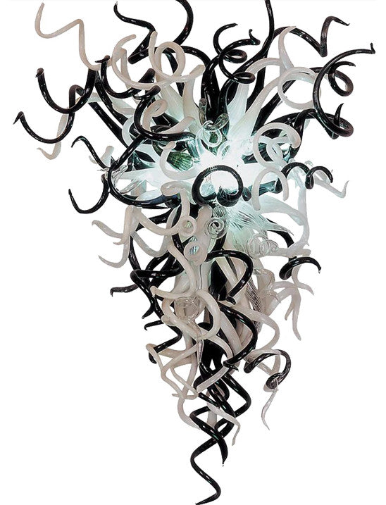 Contemporary White Black Blown Glass Chandelier Lighting