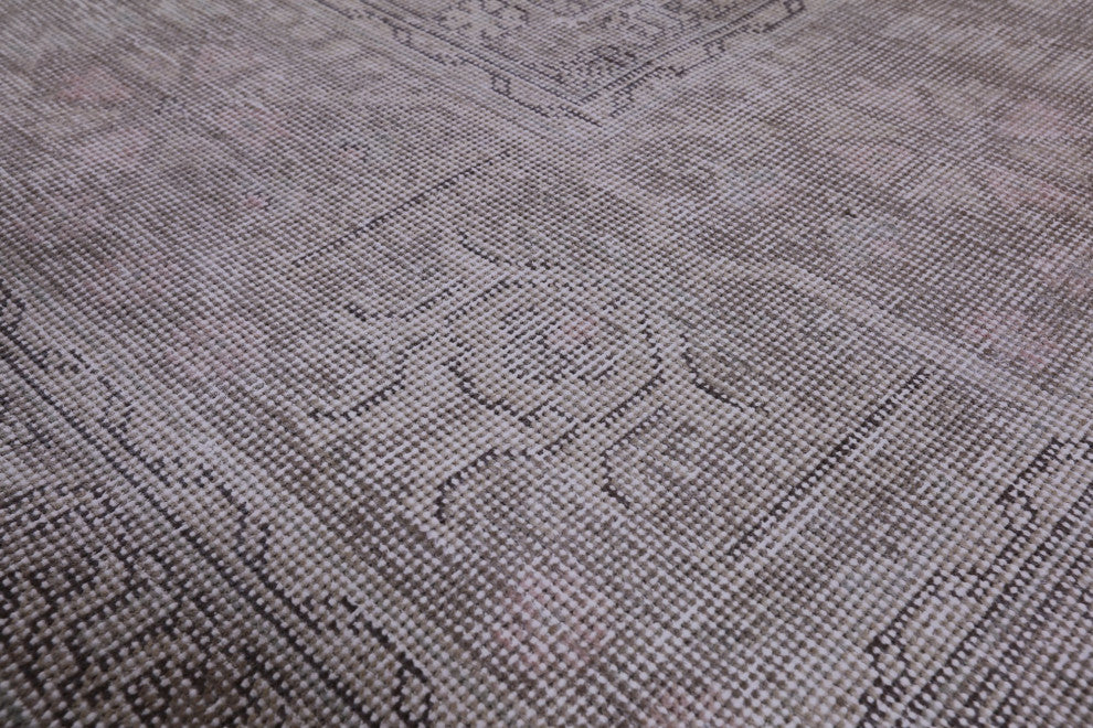 9' 6" X 12' 1" Hand Knotted Persian Vintage White Wash Rug Q8507