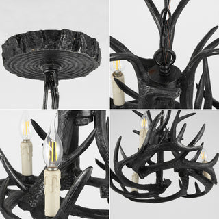 Eldora 18" Adjustable Resin Antler 3-Light LED Chandelier, Black