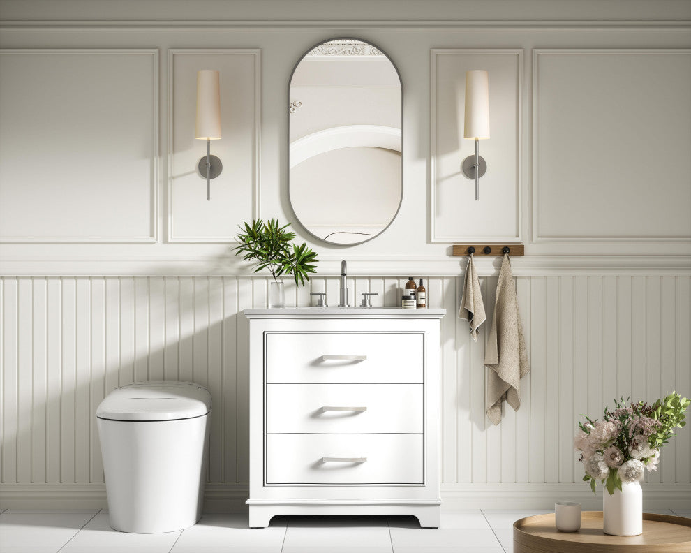 Home Living Knox 30" Single Bathroom Vanity, White
