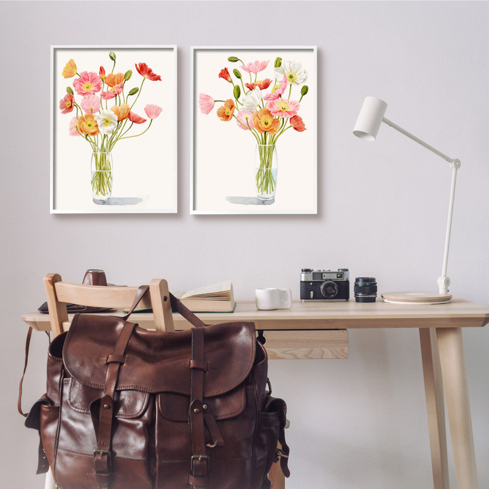 Dazzling Flower Blossoms Soft Pink Glass Bouquets, 2pc, each 16 x 20
