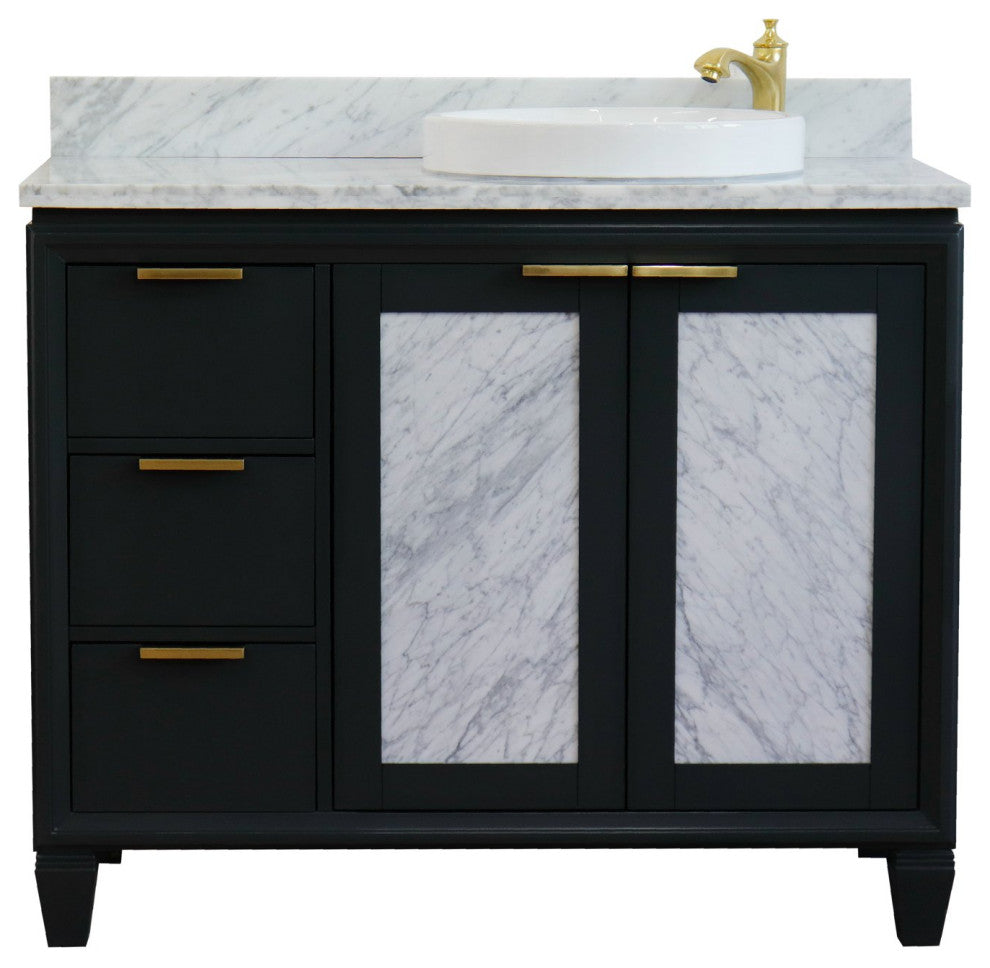 43" Single Vanity, Dark Gray Finish With White Carrara