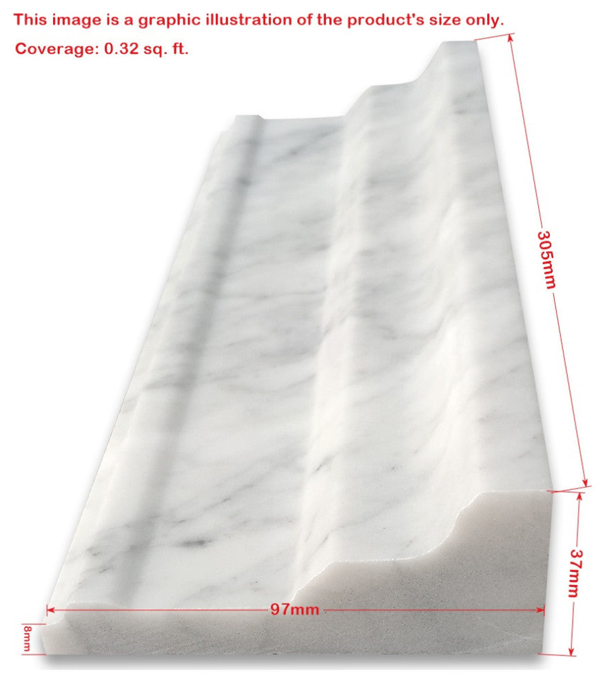 Nero Marquina Black Marble Large Cap Crown Square Edge Trim Molding, 1 piece