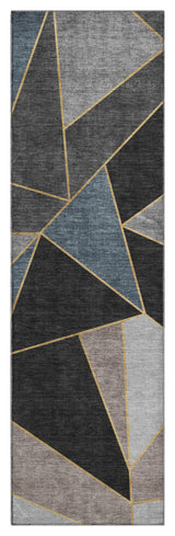 Premium Machine Washable Mayfield AMF636 Blue 2'3" x 7'6" Runner Rug