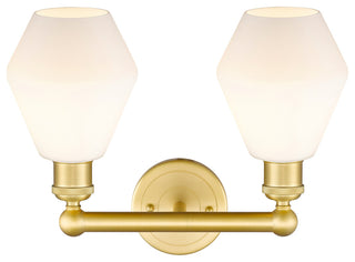 Cindyrella 2-Light 15" Bath Vanity Light, Satin Gold -Cased Matte White Shade