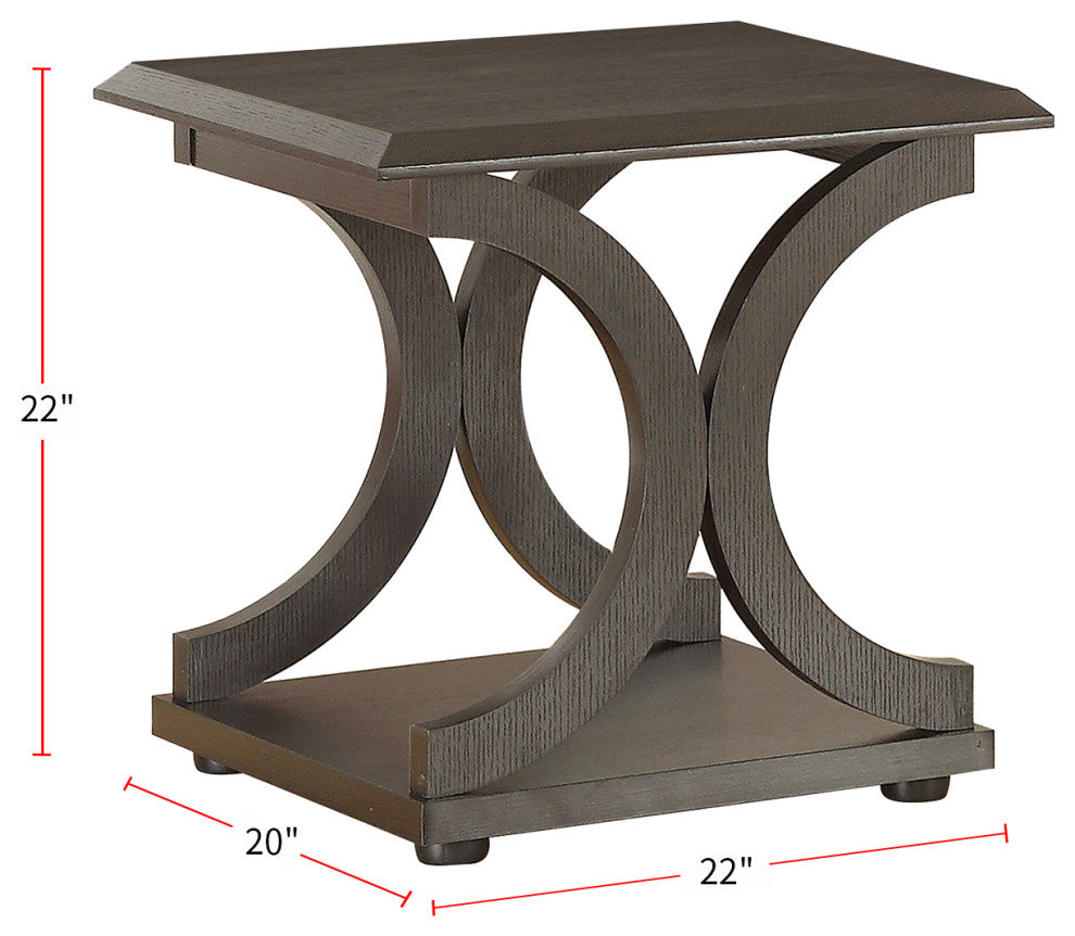 C-Shape Base End Table, Cappuccino