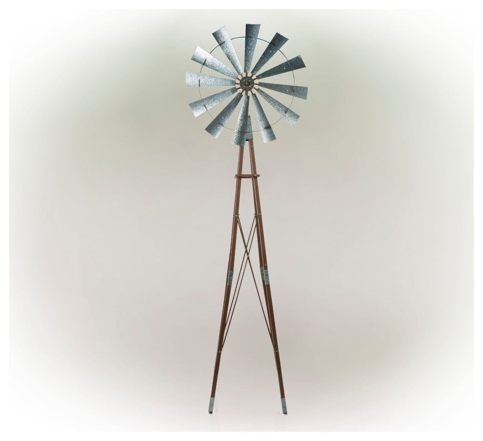 Alpine Garden Metal Kinetic Windmill, 101"Tall
