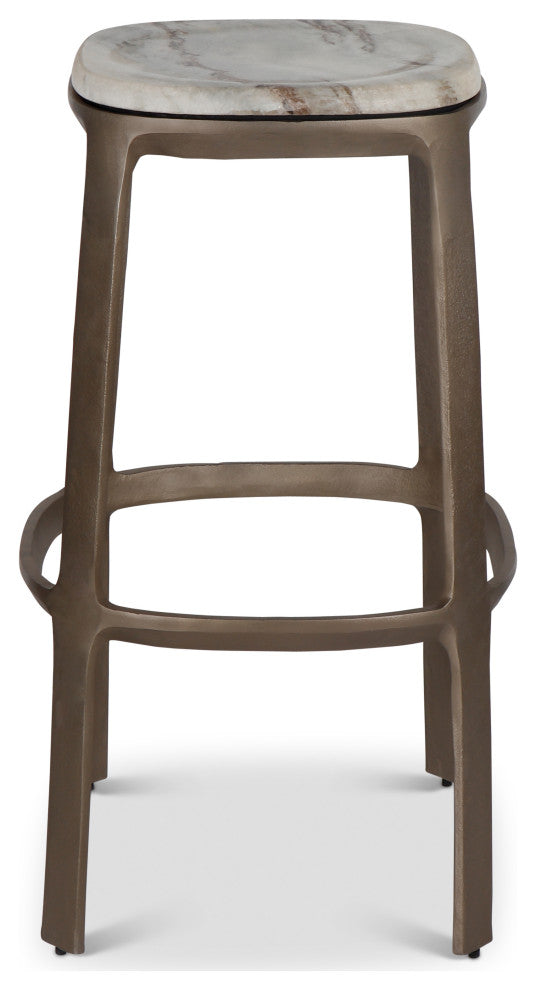 Marbelle Alfie Marble Bar Stool Toronto Sand/Antique Nickel Finish