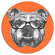 English Bulldog With Glasses, Animal Round Wall Art, 36"