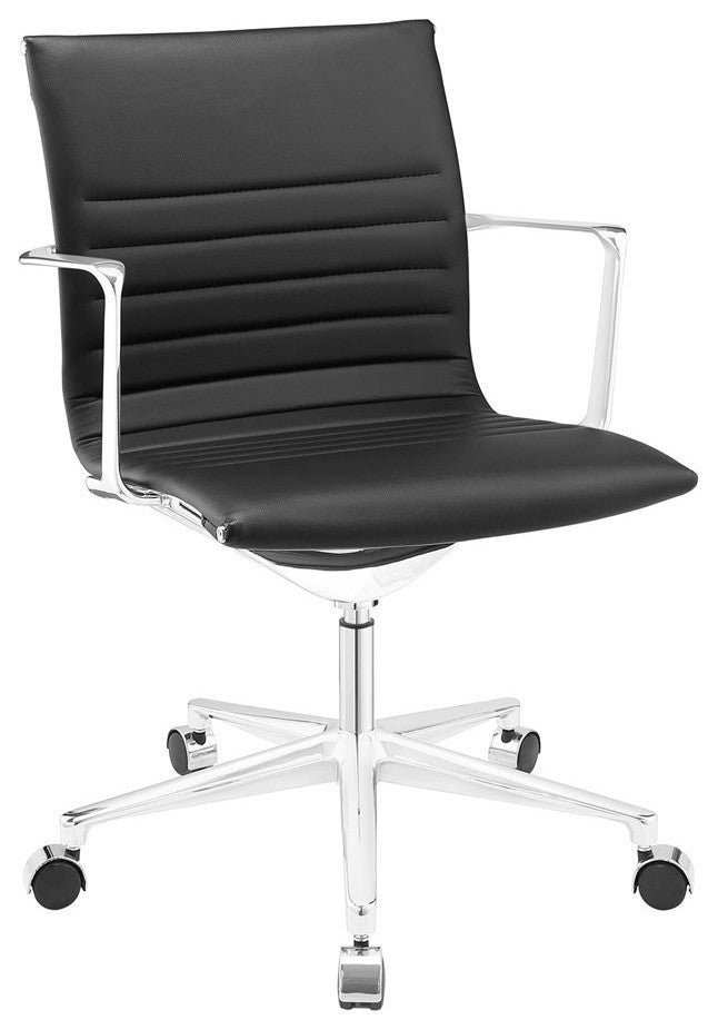 Modern Contemporary Office Chair, Black Faux Leather