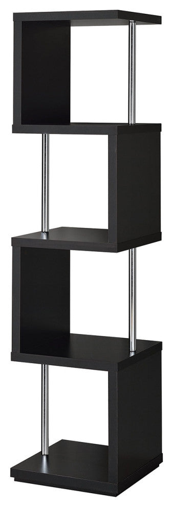 Rectangular 4-Shelf Bookcase, Black