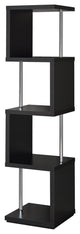 Rectangular 4-Shelf Bookcase, Black