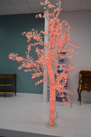 White Tree With Red LED Lights -  Size: 70"L x 65"W x 120"H.