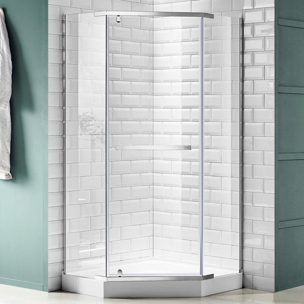 ANZZI Castle 49"x72" Hinged Semi-Frameless Shower Door, Brushed Nickel