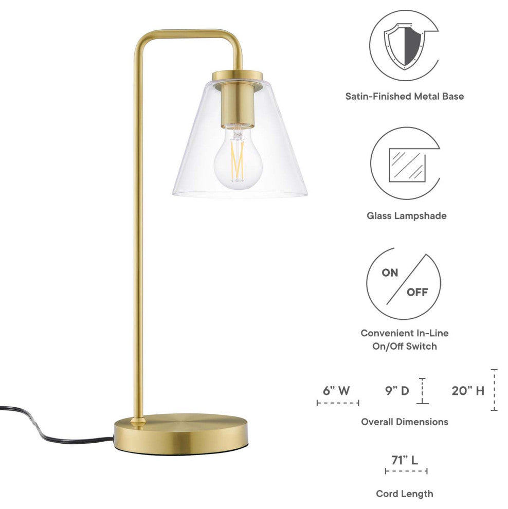 Element Glass Table Lamp, Satin Brass